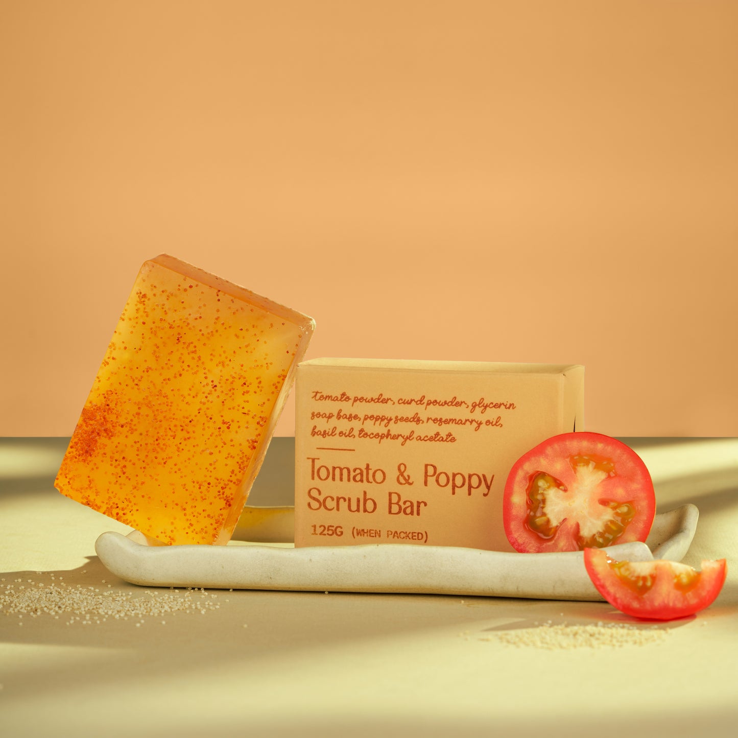 Tomato Poppy Seed Scrub Bar